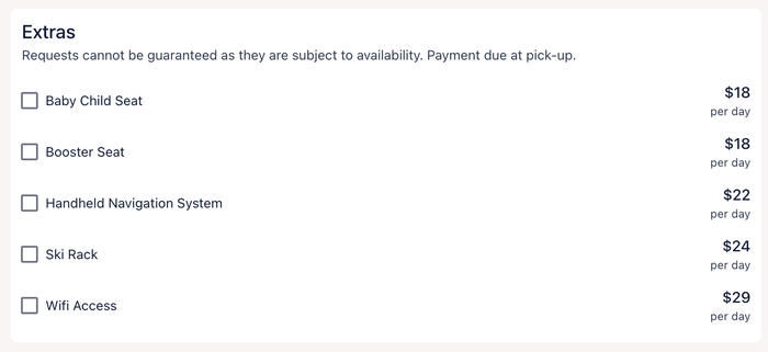 Expedia car rental extras