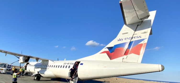 Sky Express ATR 72 at Santorini (JTR)