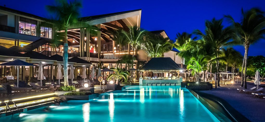 InterContinental Mauritius pool at night