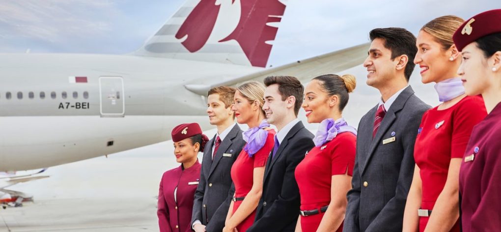 Qatar and Virgin Flight Attendants Side View