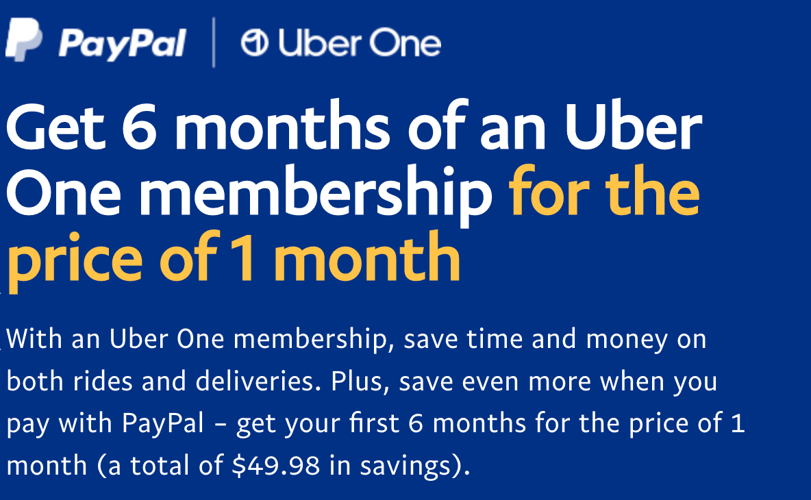 Citi and PayPal Offering Discounts on Uber One Membership Cost