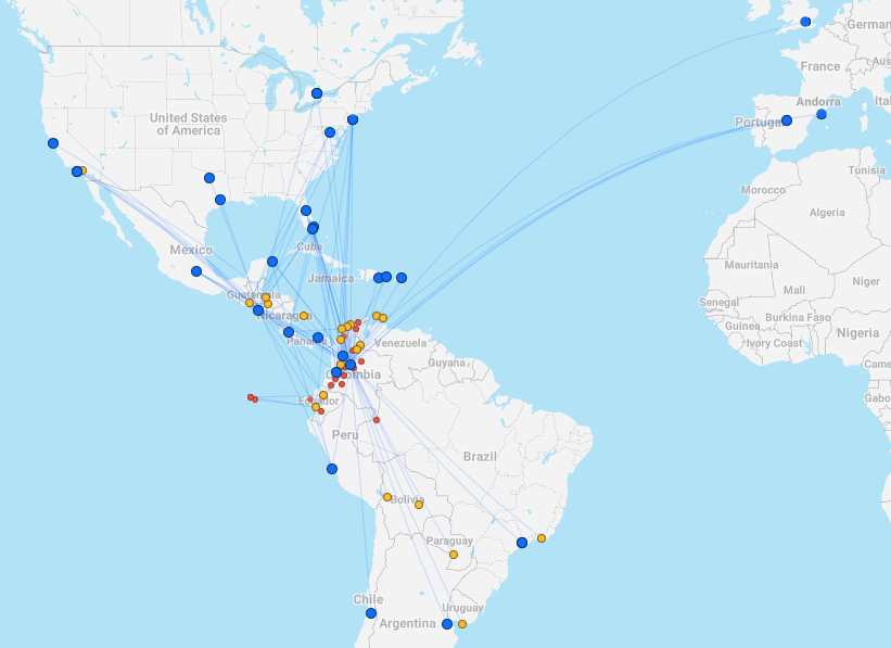 Avianca's more global-reaching route network