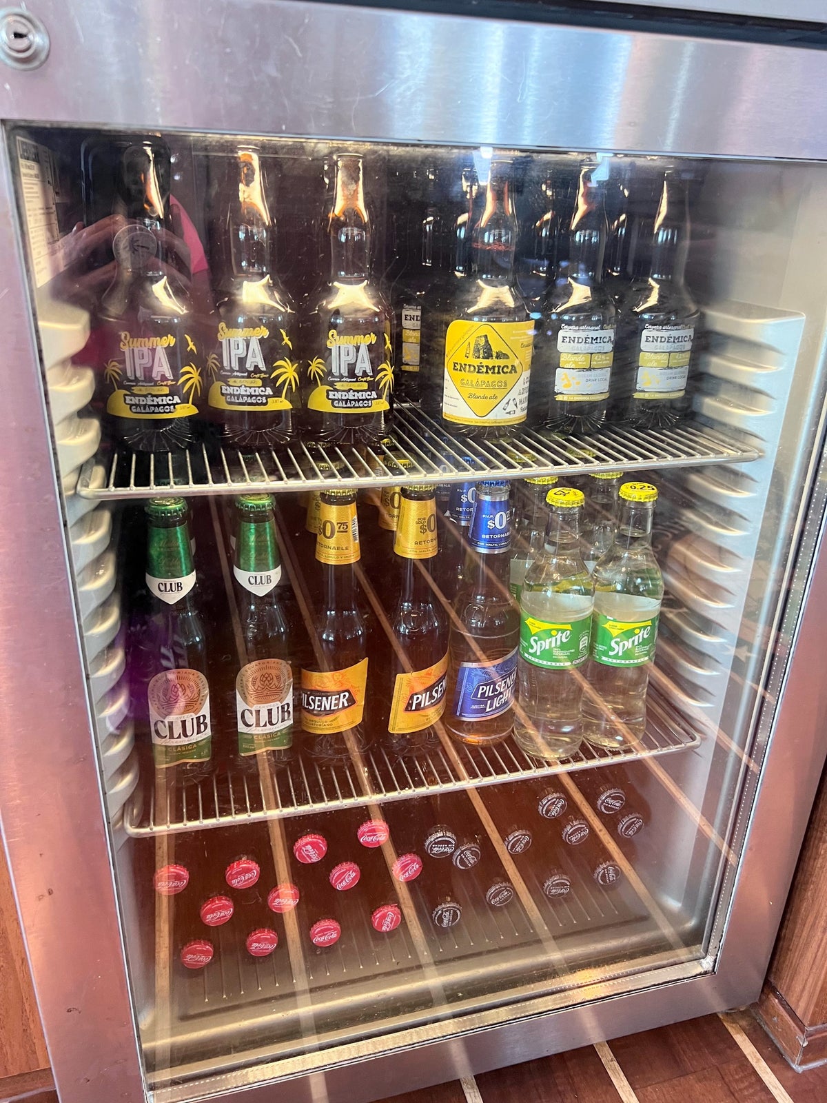 Soda and beer in the National Geographic Endeavour II lounge