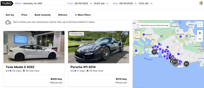 Turo search results