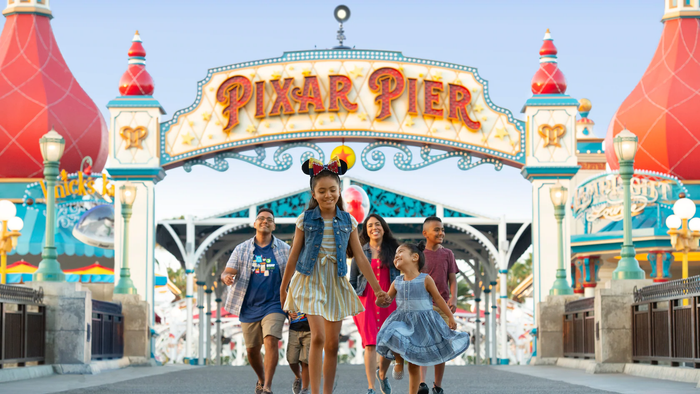 Pixar Pier entrance family 