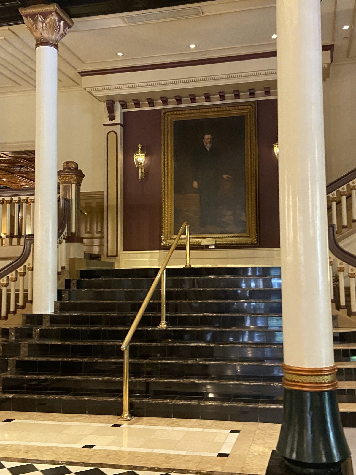 The grand staircase at The Driskill hotel