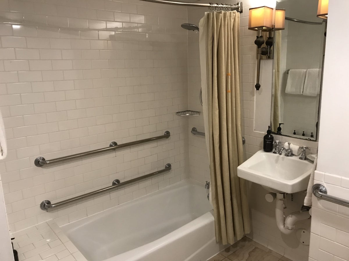 Tub/shower in room 609 at The Driskill