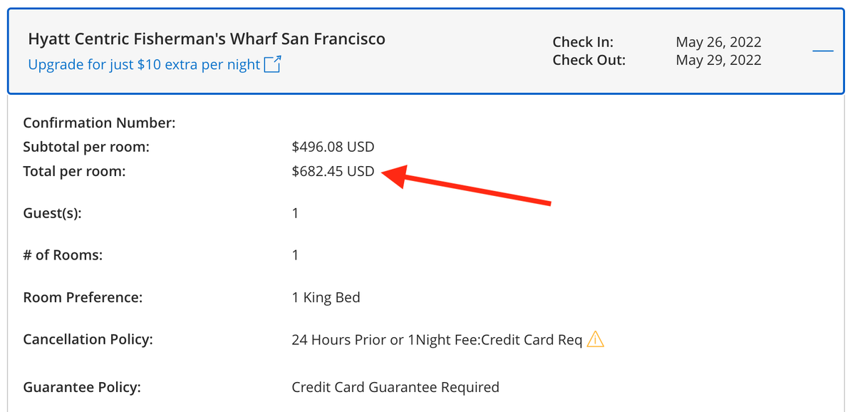 Adjusted price in my Hyatt account after best rate guarantee 1