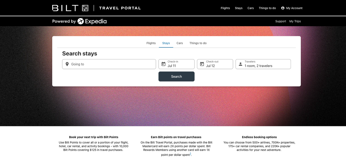 Bilt Travel Portal Desktop