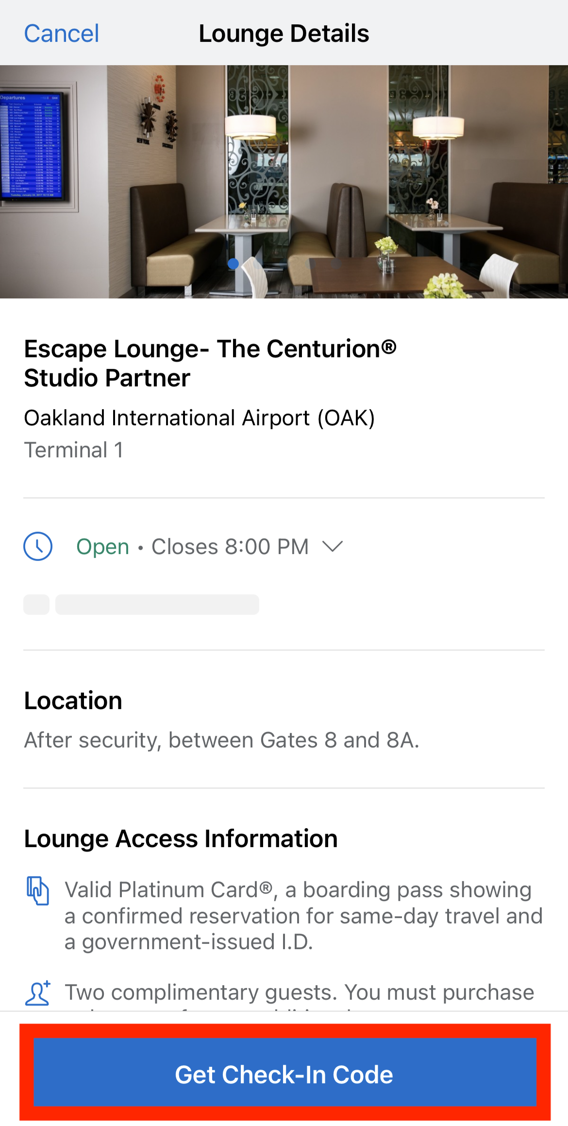 Book a lounge on the Amex App