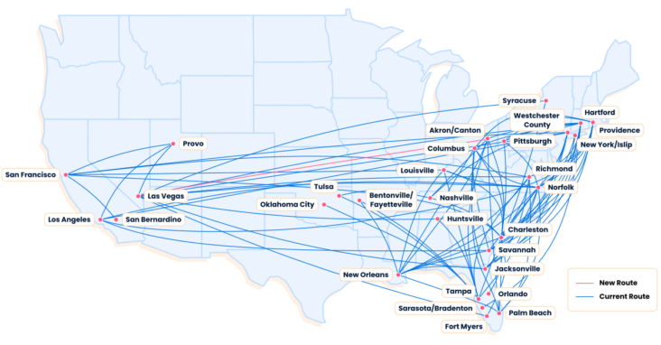 Breeze Airways Route Map Breeze Airways Delays Several New Routes To Late 2022 And 2023