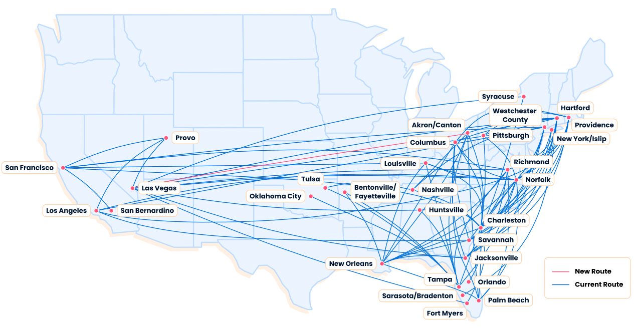 Breeze Airways Route Map 2025 Mamie Kayley
