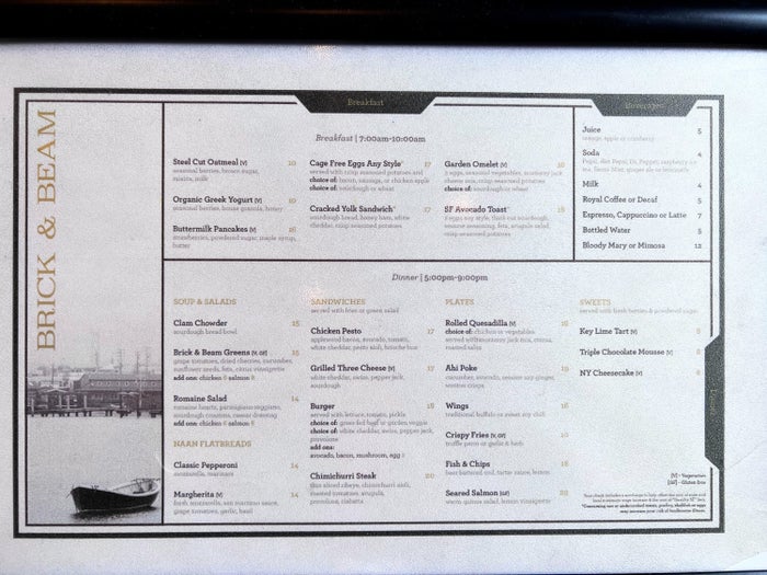 Brick and Beam menu