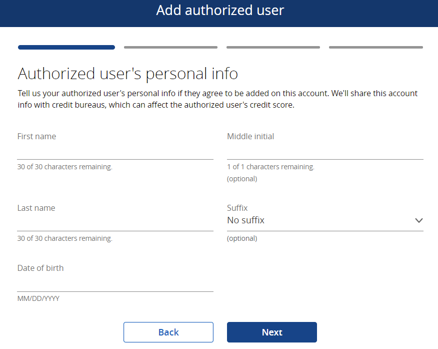 Chase authorized users personal info
