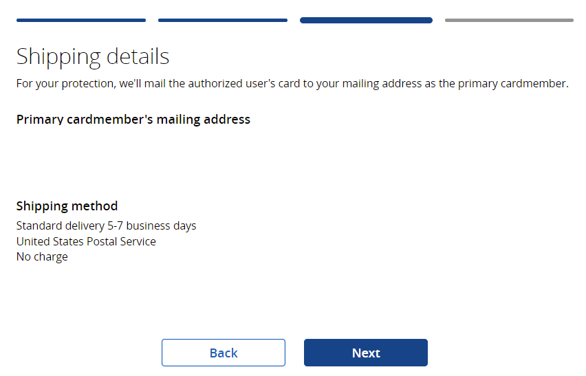 Chase authorized users shipping details