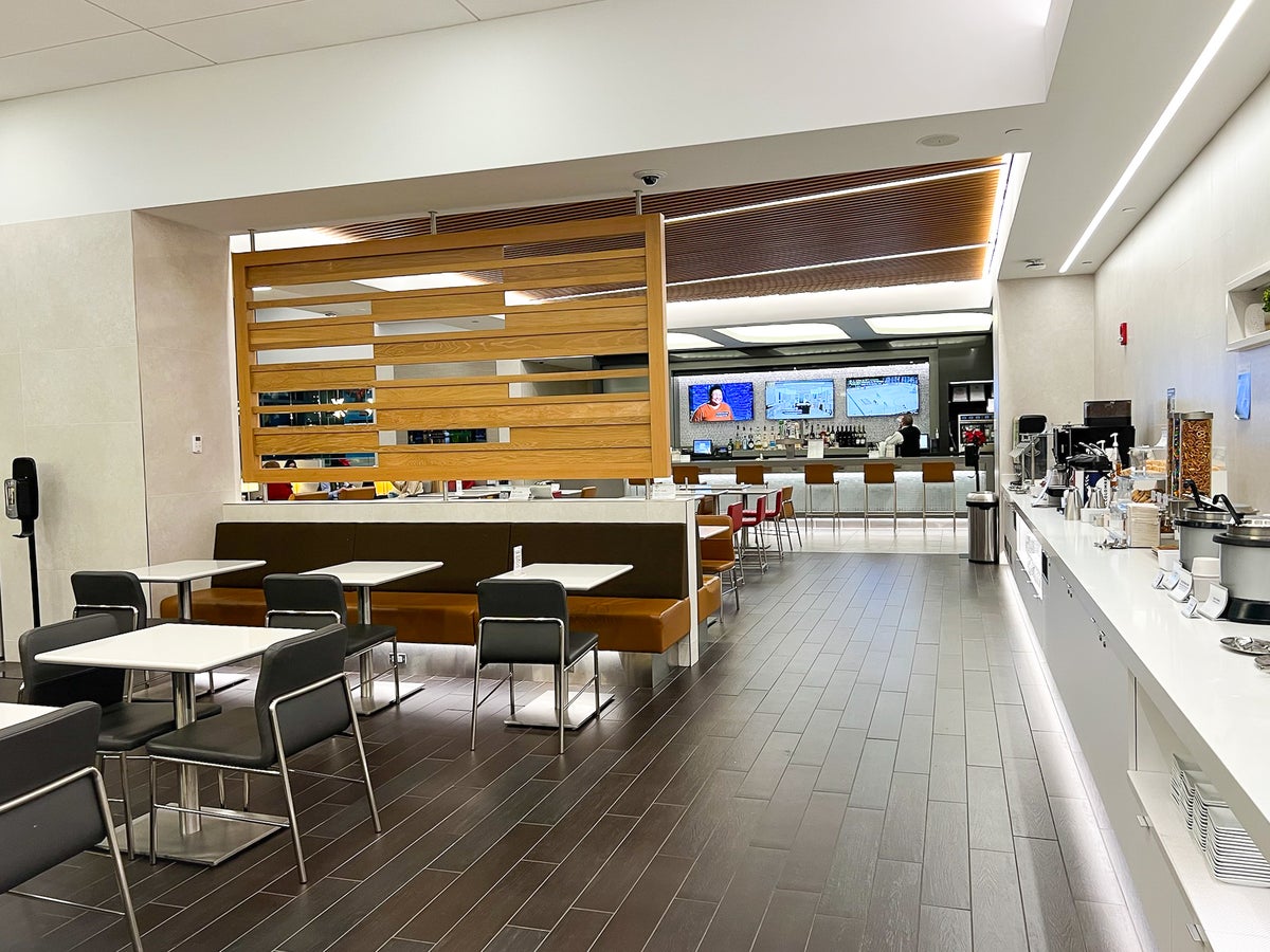 Dining area at the Admirals Club at Boston Logan International Airport