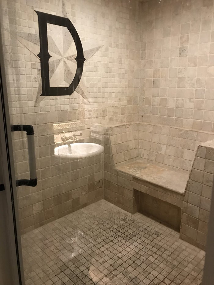 Steam room at The Driskill Hotel womens' locker room