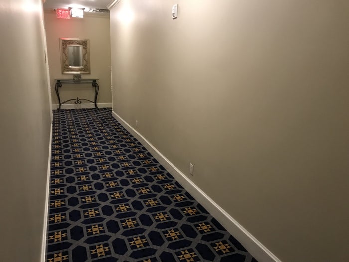 Hallway to the Driskill Hotel gym and locker room