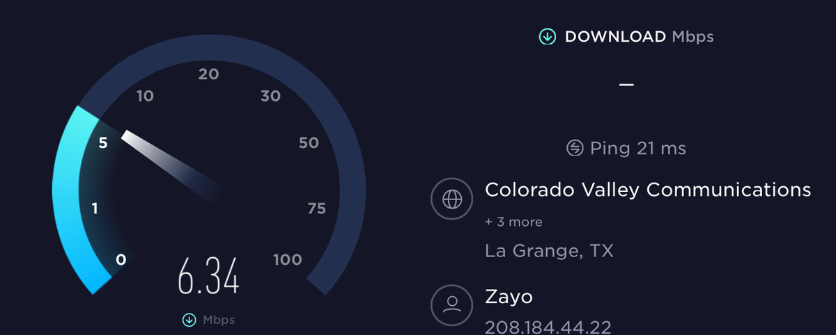 Internet speed at The Driskill