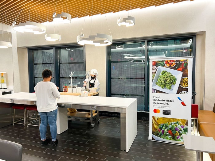 Guacamole station at the Admirals Club at Boston Logan International Airport