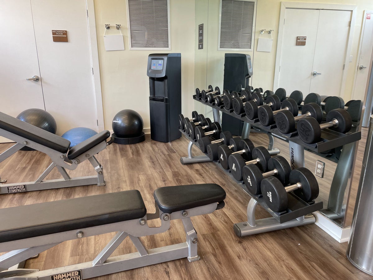 Free weights at Casa Marina fitness center