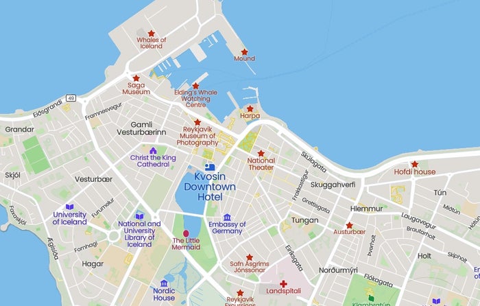 Kvosin Hotel Reykjavik Location
