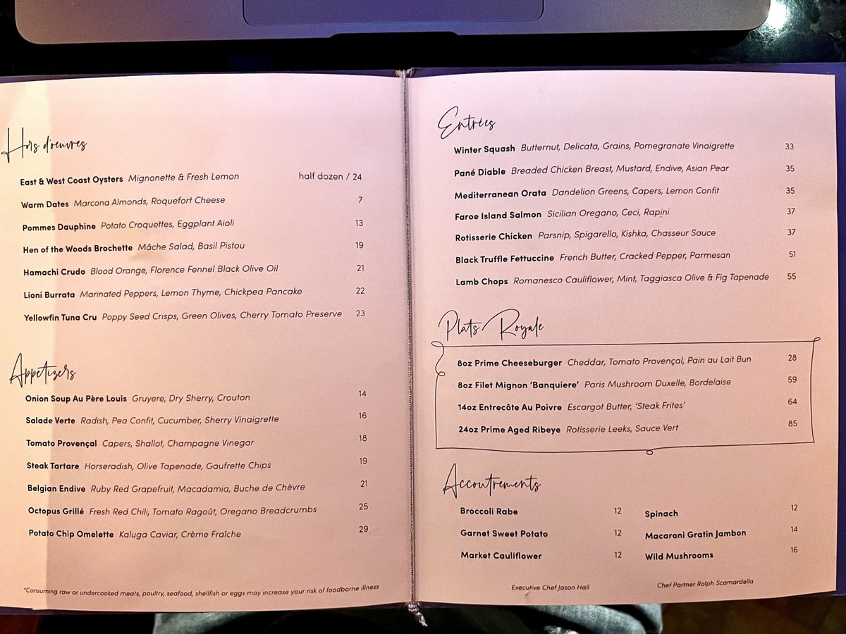 Moxy East Village Cathédrale menu