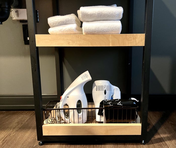 Moxy East Village bedroom undersink storage