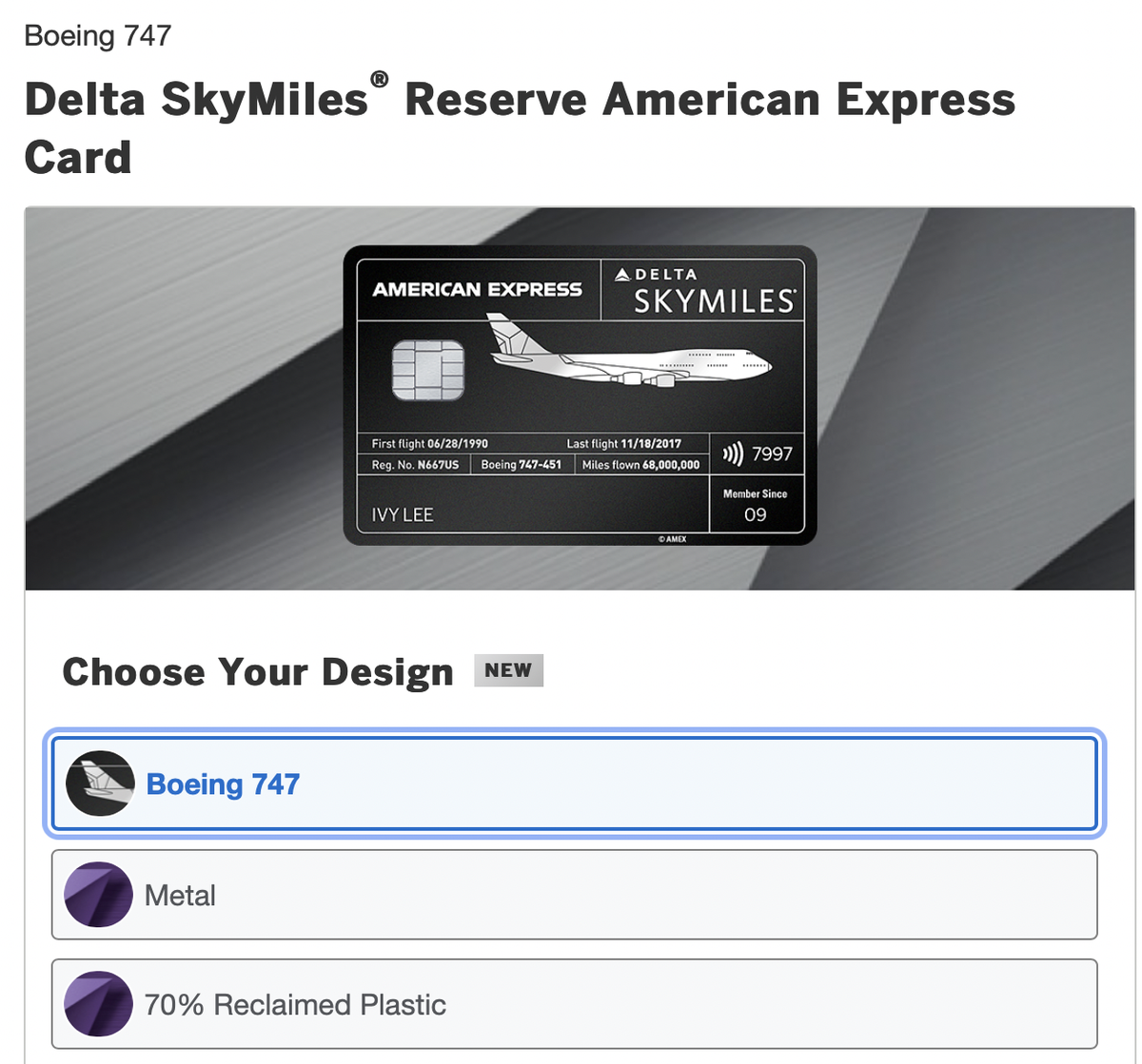 Delta SkyMiles® Reserve American Express Card Application 