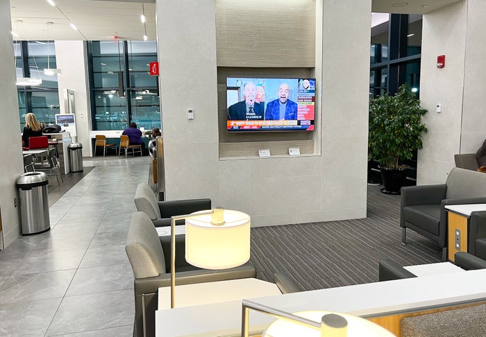 TV at the Admirals Club at Boston Logan International Airport