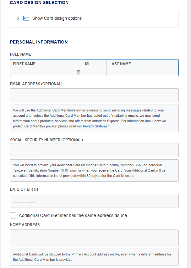 Amex Gold card add authorized user 
