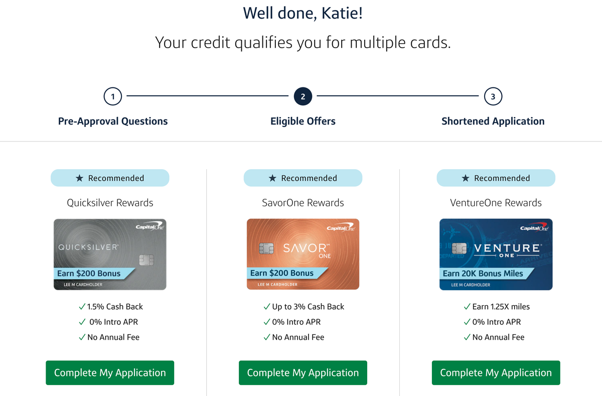 Capital One pre approval tool
