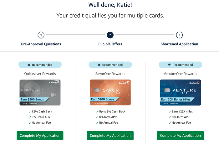Capital One pre approval tool