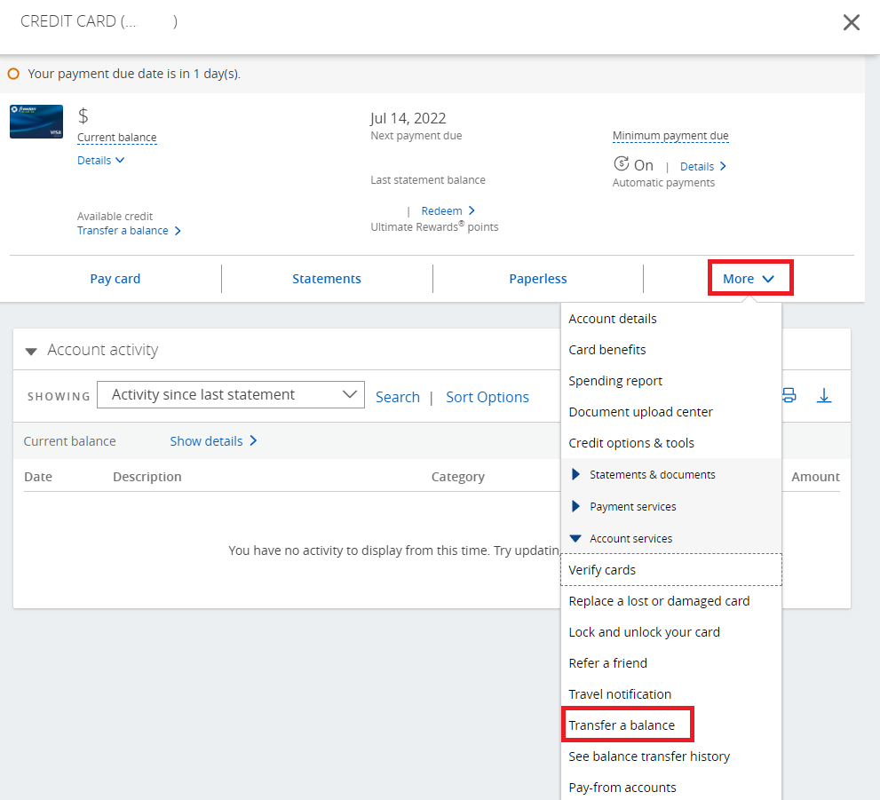 chase balance transfer to debit card