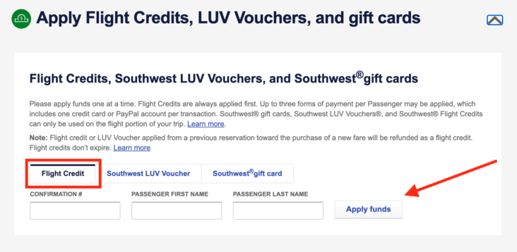 southwest travel credit transferable