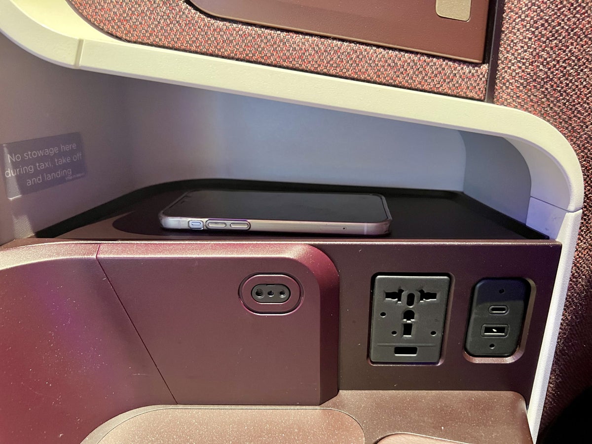 Virgin Atlantic's Retreat Suite seat wireless charging and power sockets