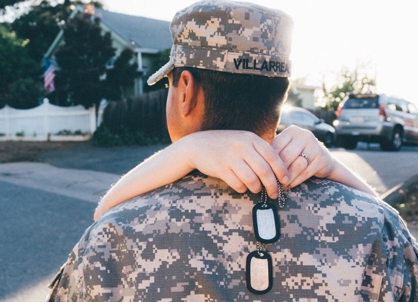 Military Couple Embracing