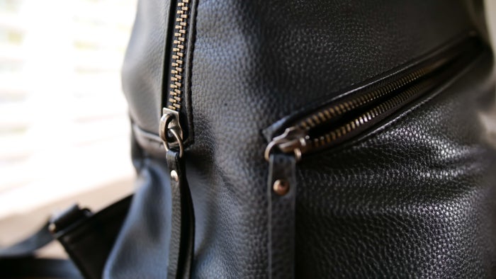 Mini backpack zippers