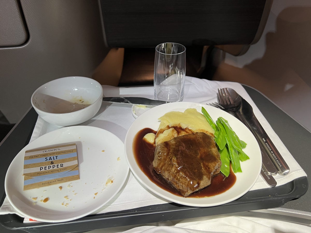 Qantas Business Class Filet Mignon Dinner