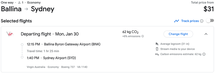 Virgin Australia Fare Sale