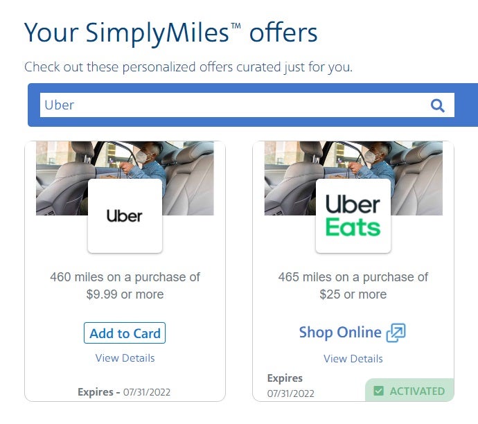 SimplyMiles Uber July Offers