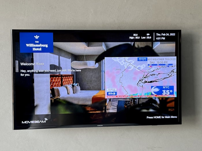 The Williamsburg Hotel bedroom TV
