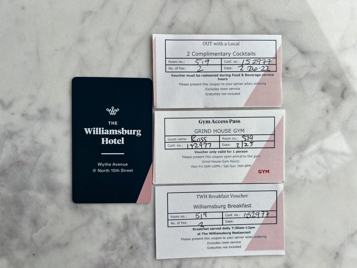 The Williamsburg Hotel check in passes
