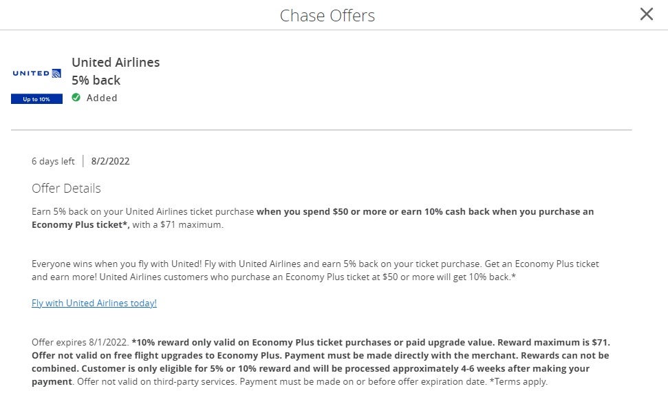 United Chase Offer
