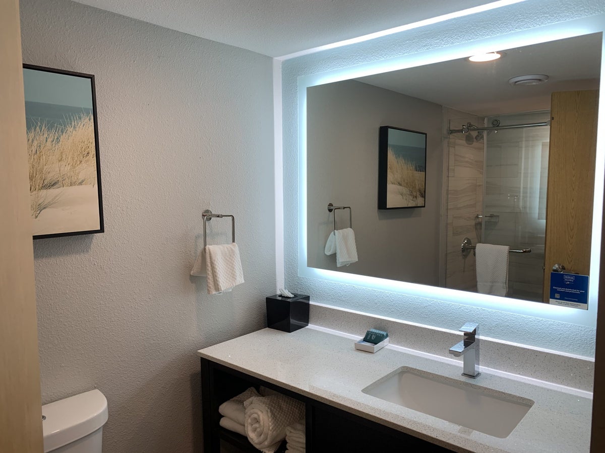 Guestroom bathroom at the DoubleTree by Hilton Corpus Christi Beachfront