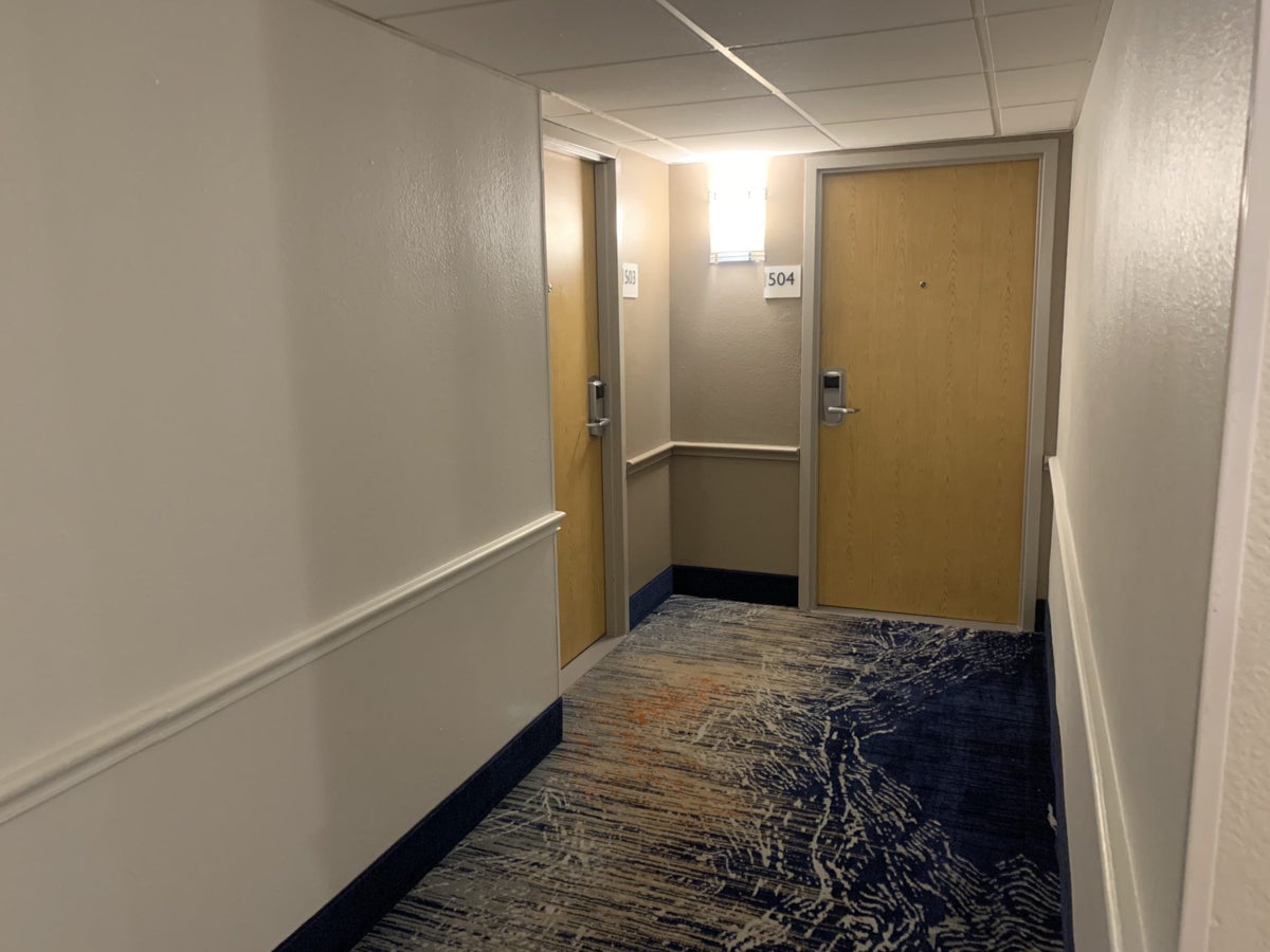The hallway to rooms 503 and 504 at the DoubleTree by Hilton Corpus Christi Beachfront