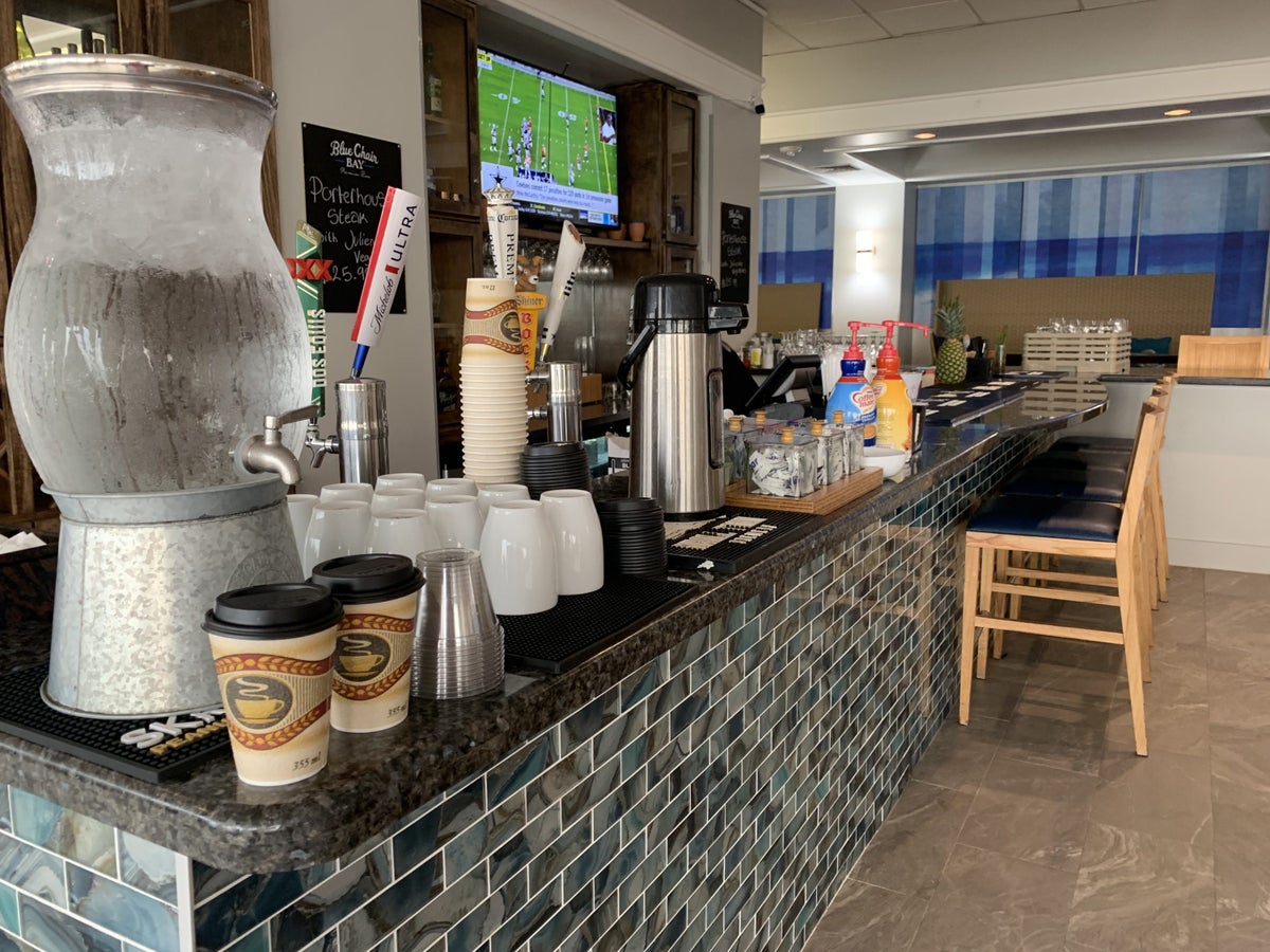 Chilled water and hot coffee at the bar at the DoubleTree by Hilton Corpus Christi Beachfront
