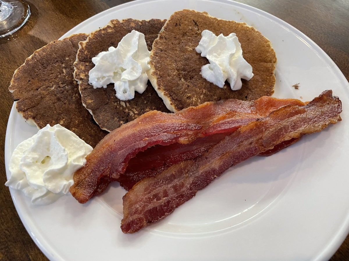 Pancakes and bacon breakfast at the DoubleTree by Hilton Corpus Christi Beachfront