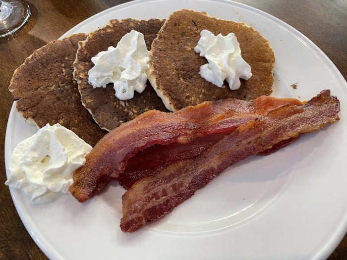 Pancakes and bacon breakfast at the DoubleTree by Hilton Corpus Christi Beachfront