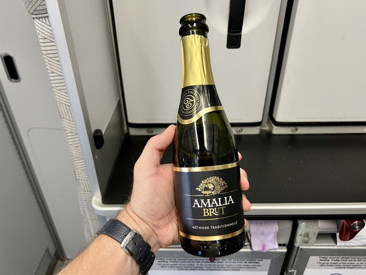 Aegean upgrade bid Aegean Airbus A320neo business class Amalia Brut sparkling wine